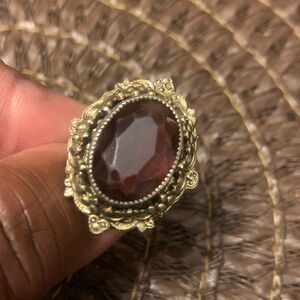 Vtg Whiting Davis Gold Tone Purple Amethyst Signed Ring 6